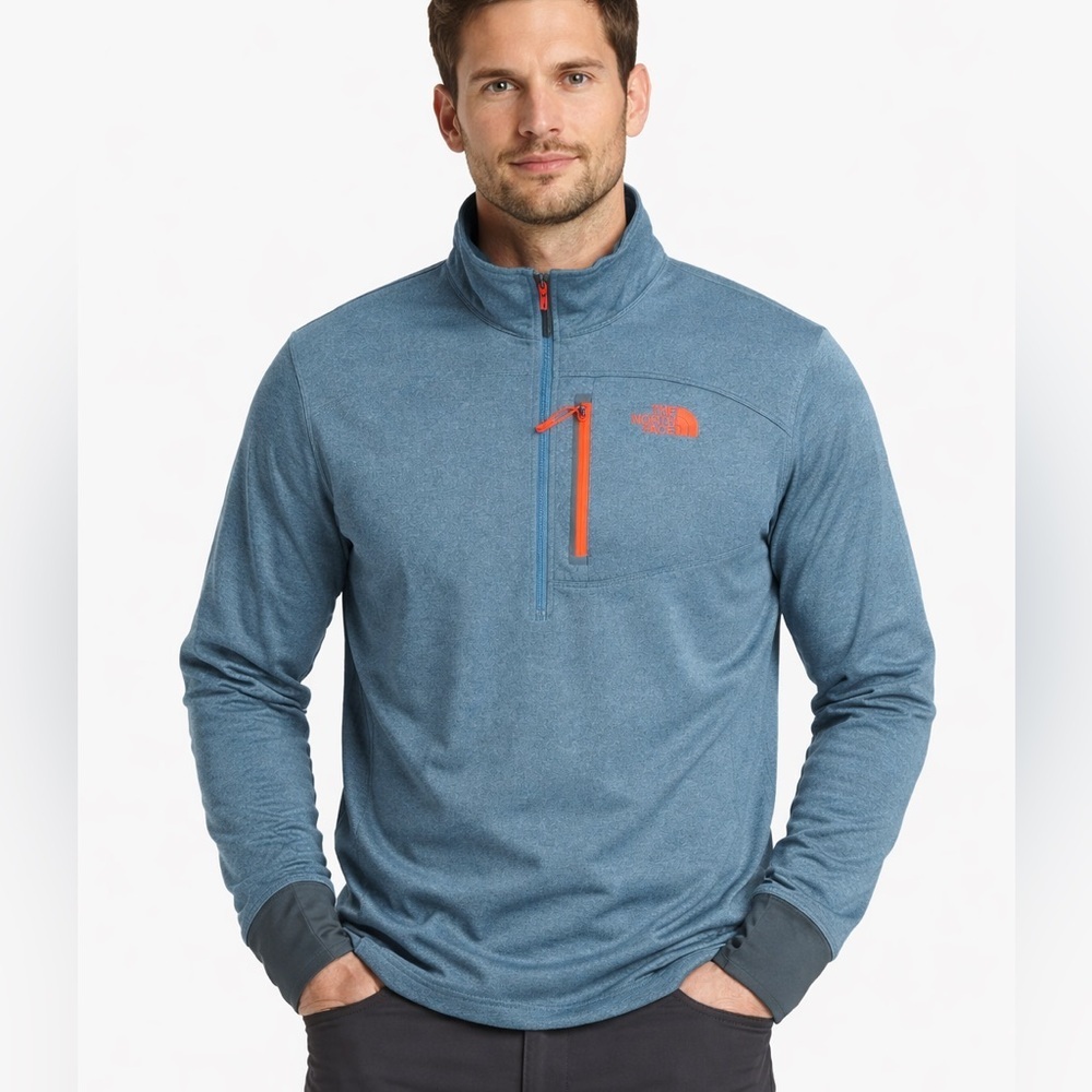 north face men’s Canyonlands 1/2 half zip pullover XL extra large gray orange
